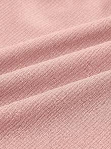 SHEIN EZwear 2 件女式套装：纯色褶皱抹胸上衣和阔腿裤 - 西瓜粉 - 查看 3