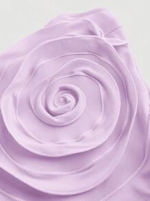 SHEIN MOD Women Ruffle Floral Print Lilac Strapless Bodycon Dress,Lilac Dress,Santa Dress, Party Women Dress,New Year Eve Dress - Lilac Purple - View 3