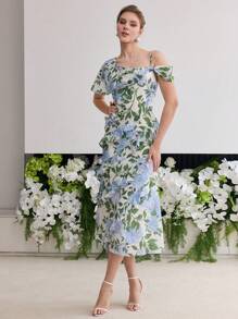 MOTF PREMIUM MULBERRY SILK FLORAL PRINT DRESS - Multicolor - View 6