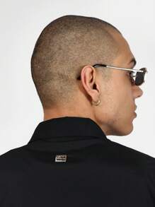 SUMWON 轻盈纽扣衬衫短袖休闲都市街头风夏季春季时尚现代商务休闲装 - 黑色 - 查看 8