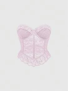 ROMWE Kawaii Áo ren mỏng ngọt ngào cho nữ, thời trang cho mùa hè - Màu Hồng baby - Xem 1