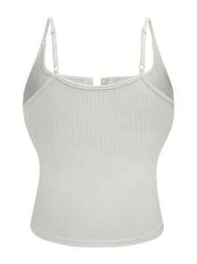 Calvaya Plus Size Women Solid Color Button Half-Placket Casual Camisole