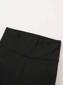 INAWLY 女士高腰条纹口袋休闲紧身裤，百搭 - 黑色 - 查看 3