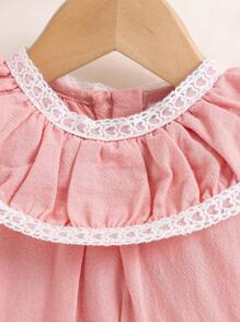 Baby Mädchen süß & liebenswert rosa Spitzen-Saum Eleganz Kleid, Sommer - Pink - Übersicht 7