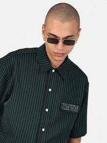 SUMWON Camisa casual a rayas con botones, top corto, moda urbana juvenil para festivales de verano y campus universitario