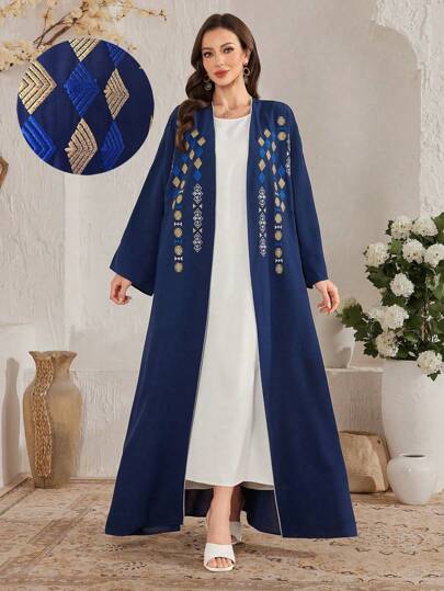 Al Najma 优雅几何刺绣长袖长袍