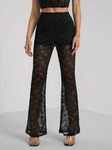 SHEIN Tall Pantalones acampanados de encaje para mujer para primavera y verano