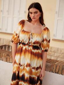 Maija Váy in họa tiết nhuộm loang tay bồng cho kỳ nghỉ hè cỡ lớn dành cho nữ - Nhiều màu - Xem 4