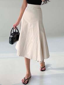 DAZY Women's Solid Color Mid-Length Umbrella Skirt