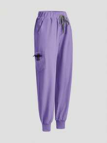 TaskEZ Bộ đồng phục phẫu thuật quần ngắn tay màu trơn - Màu tím - Xem 4