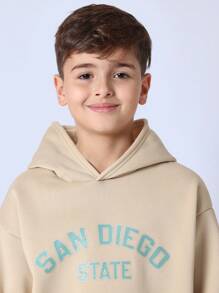 SUMWON San Diego State University Pullover Hoodie Campus Wear College Student Varsity Casual Sweatshirt Fall Winter Loungewear Athletic Fashion Youth Teen