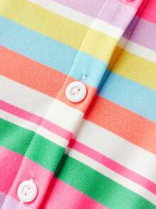 SHEIN Young Girls Colorful Sweet Striped Ruffle Trim Dresses - Multicolor - View 7