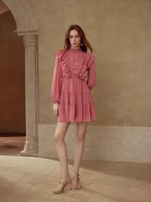 MOTF PREMIUM Vestido con volantes y estampado de lunares suizos - Rojo - Ver 6
