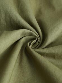 SHEIN MOD Solid Frill Trim Cami Dress - Army Green - View 5