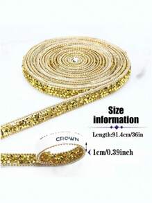 1 Yard Vàng Holographic Rhinestone Trang Trí Trang Phục Sọc Với Kích Thước Hỗn Hợp & Hình Dạng Đá Cho Trang Trí Quần Áo, Quà Tặng Trang Trí & Làm Đồ Trang Sức Tự Làm, Trang Trí Lễ Hội Giáng Sinh Cho Quà Tặng Ngày Lễ (Rộng 1cm) - Vàng - Xem 4