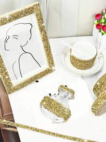 1 Yard Vàng Holographic Rhinestone Trang Trí Trang Phục Sọc Với Kích Thước Hỗn Hợp & Hình Dạng Đá Cho Trang Trí Quần Áo, Quà Tặng Trang Trí & Làm Đồ Trang Sức Tự Làm, Trang Trí Lễ Hội Giáng Sinh Cho Quà Tặng Ngày Lễ (Rộng 1cm) - Vàng - Xem 6