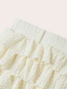 Comfortcana Women's Spring/Summer Vintage Cute Casual Solid Color Ruffle Hem Shorts - White - View 3