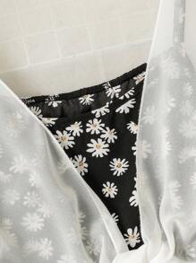 Rometta 大码女式两件套：纯色短袖上衣和雏菊印花连衣裙 - 彩色 - 查看 7