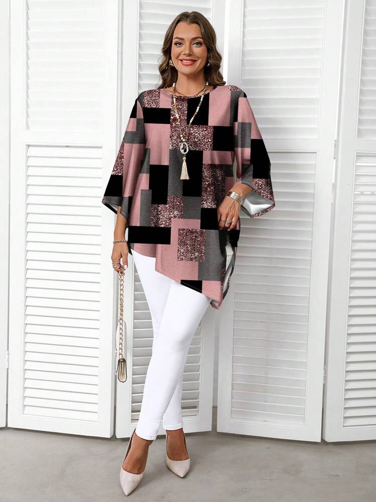 EMERY ROSE Koszula w kratę w dużym rozmiarze, luźna, wiosenno-jesienna - Wielokolorowe - Zobacz 4