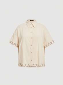 SHEIN MOD Plus Size Apricot Casual Loose Set van 2 stuks. Set van 2 stuks voor de zomer.