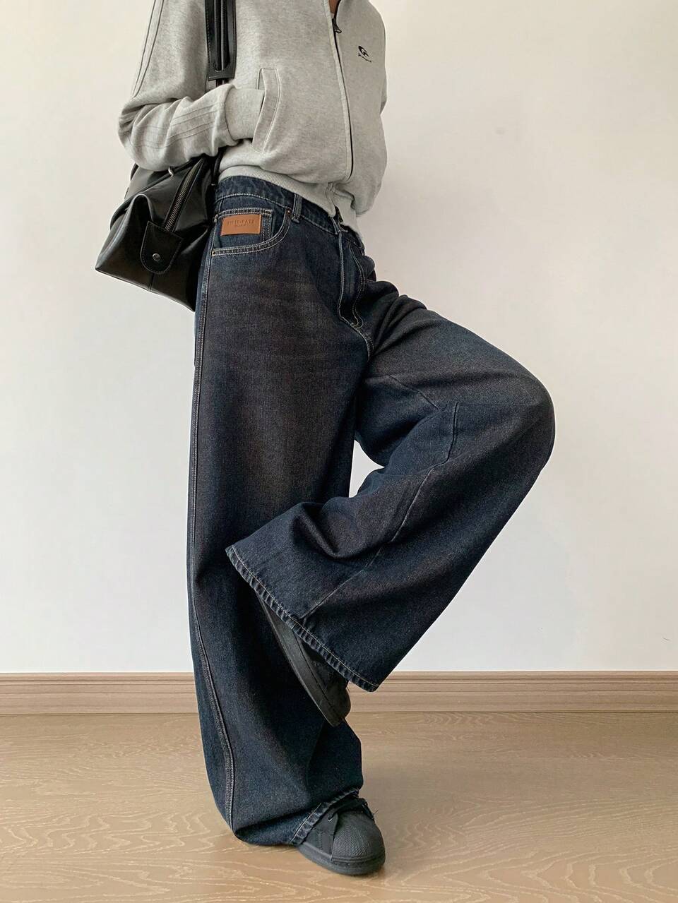 Women's Pocket Loose Wide Leg Casual Versatile Jeans,Back To School Clothes