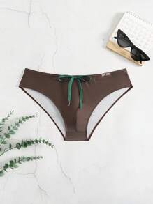 Manfinity Swimmode Men's Letter Print Triangle Beach Swimming Trunks Couple Boyfriend