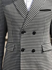 Manfinity Mode Blazer d'affaires casual à manches longues col châle à carreaux pour homme, pour l'automne - Noir et Blanc - Voir 7