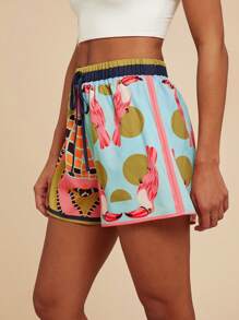 Travachic Women's Vacation Pineapple Print Drawstring Waist Loose Casual Shorts - Multicolor - View 5
