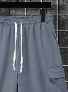 Manfinity Homme Set de 2 piezas de camiseta de manga corta de unicolor y pantalones cortos de trabajo para hombre