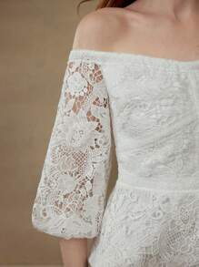 MOTF PREMIUM 露肩蕾丝衬衫 - 白色 - 查看 2