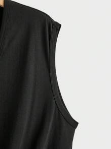 Manfinity VCAY 男士修身圆领针织上衣，夏季休闲装 - 黑色 - 查看 4