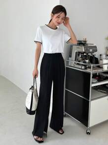 DAZY Camiseta Cuello Redondo Con Ribete De Contraste - Blanco - Ver 7