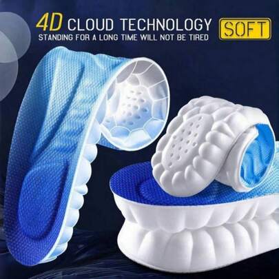 4D Dynamic Arch Support Insoles Ultra Cushioning Memory Foam & Shock Absorbing Gel Pressure Relief & Anti-Odor Technology For Running, Hiking, Work Comfort Shoe Inserts For Standing All Day Sports, Outdoor, Travel, Fitness Essential (Men/Women, Multi Sizes)