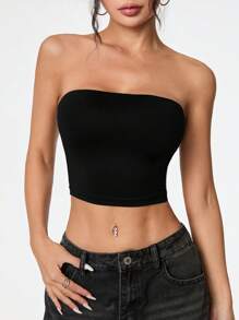 SHEIN PETITE 3pcs Women's Cropped Tube Top, Multi-Color - Multicolor - View 6