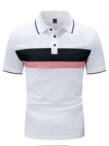 Manfinity Homme 男士休闲撞色条纹短袖 Polo 衫