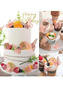 36pcs/Set Paper 3D Hollow Out Butterfly Sticker, Modern Room Decorating Creative Butterfly Sticker For Room Decor Home Decor Wall Decor Bedroom Decor Easter Decor Wedding Wall Stickers - Rose Gold - View 4