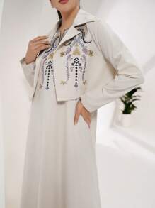 Al Najma Conservative Casual Embroidered Women's Arabic Set,Modest - Beige - View 6