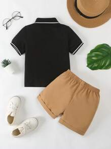Ensemble de 2 pièces pour jeunes garçons d'été, nouvelle mode vêtements pour enfants. Costume garçon bébé avec haut manches courtes, tenue d'été stylée pour enfants