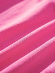 CoComelon X SHEIN Baby Girl Cartoon Graphic Cloud Print Cap Sleeve Round Neck Pink T-Shirt - Hot Pink - View 8