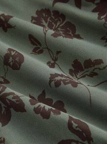 SHEIN MOD Green Base Flocked Strap Asymmetrical Hem Short Plus Size Women Dress - Multicolor - View 4