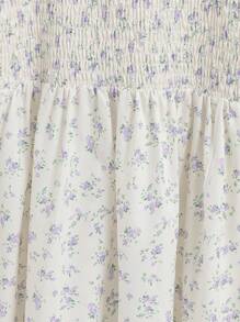 Sparklyn 2 件套青少年女孩碎花吊带连衣裙配开衫，休闲服装适合乡村度假春季 - 紫色 - 查看 4