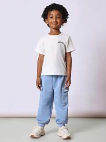 SUMWON 儿童运动慢跑运动裤，带大口袋、松紧袖口、舒适混纺面料，非常适合学校运动玩耍（3 条装） - 彩色 - 查看 4