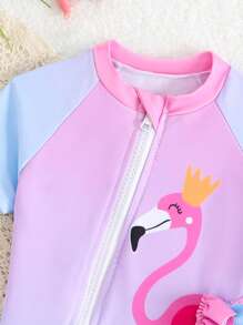 奢华新生儿 3D 火烈鸟风格婴儿泳衣