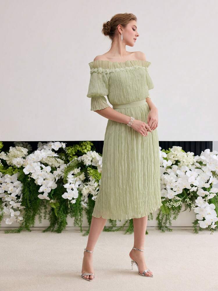 MOTF Soiréza PLEATED OFF SHOULDER DRESS