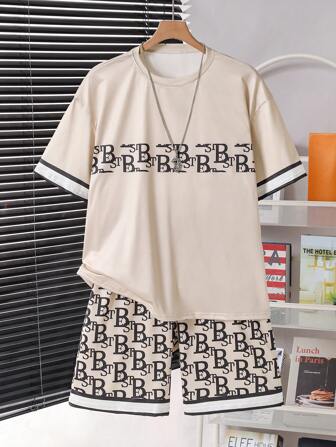 SHEIN Conjunto de sudadera con capucha y pantalones casuales y cómodos para adolescentes