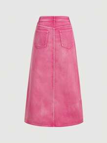 SHEIN MOD Damen Lässiger Denim Rock mit hoher Taille, mini, Rosa