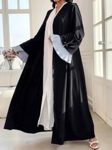 Al Najma 女士纯色前扣长袖简约长袍，端庄长袍