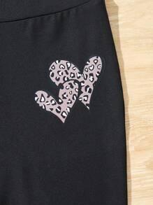 Girls' Tight Flared Stretch Printed Pants - Black - View 3