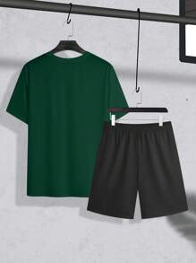 Manfinity Homme 2pcs Men's Slogan Print Top And Shorts Set - Multicolor - View 2