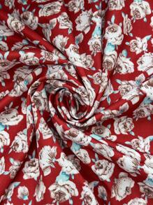 SHEIN Clasi 大码女士情人节编织印花常规春夏季度假红色短袖连衣裙，女士夏季服装，圣帕特里克节狂欢服装，节日春假服装，波西米亚风